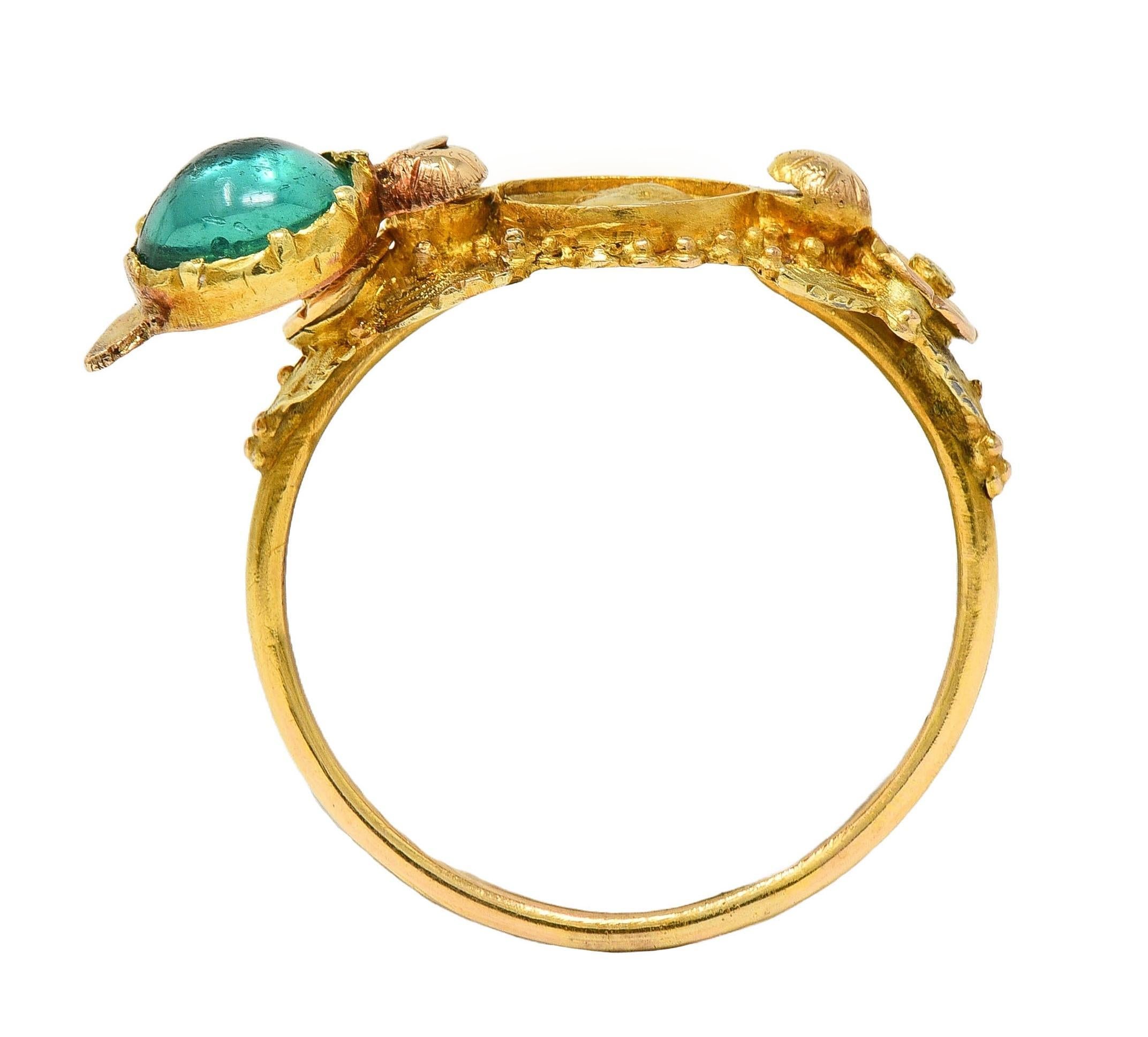 Georgian Emerald 22 Karat Gold Antique Napoleon Bonaparte Death Token Ring For Sale 3