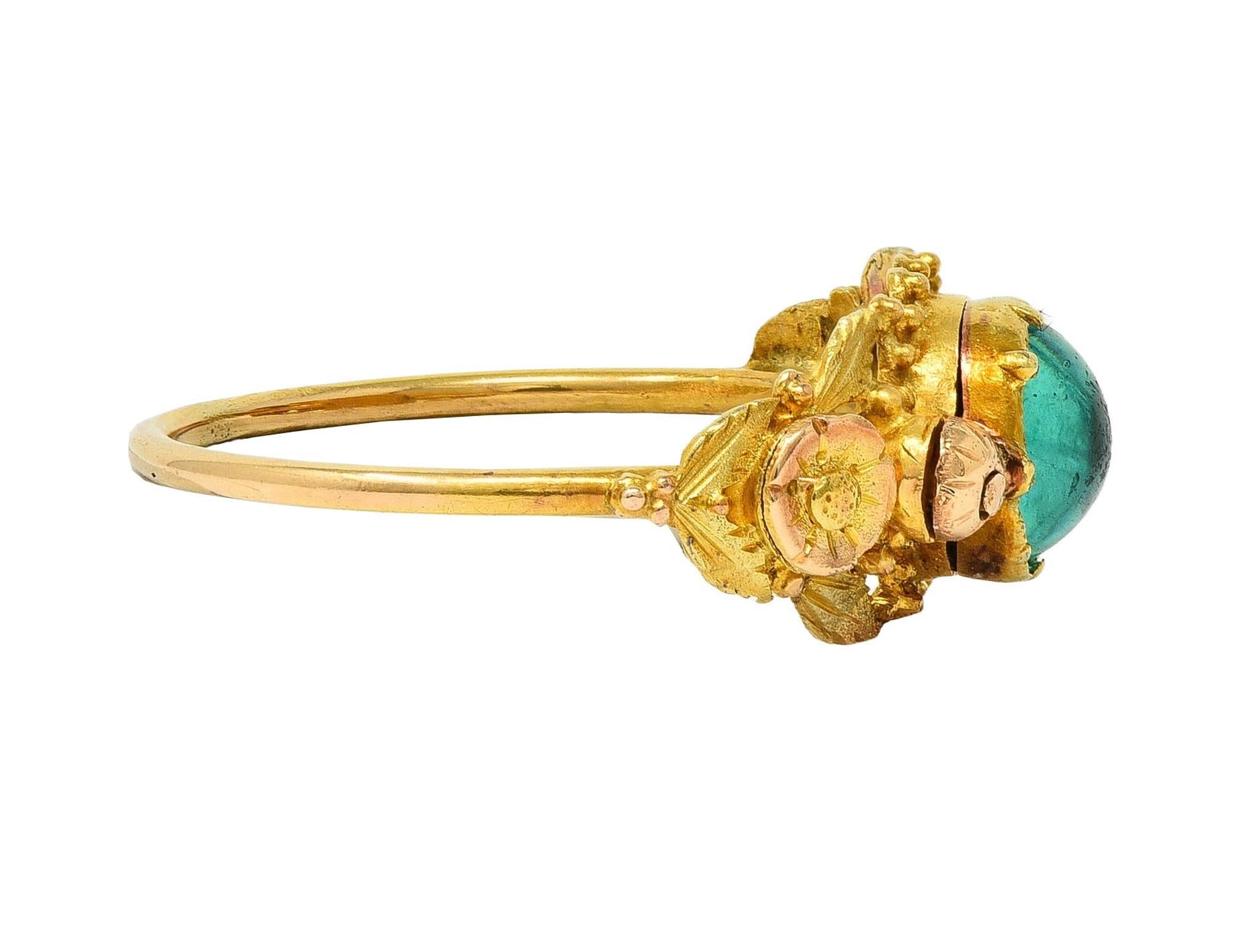 Georgian Emerald 22 Karat Gold Antique Napoleon Bonaparte Death Token Ring For Sale 4