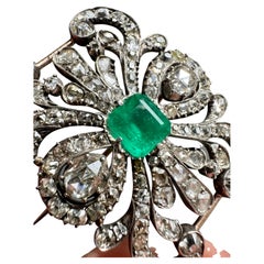 Georgian Emerald and Diamond Brooch
