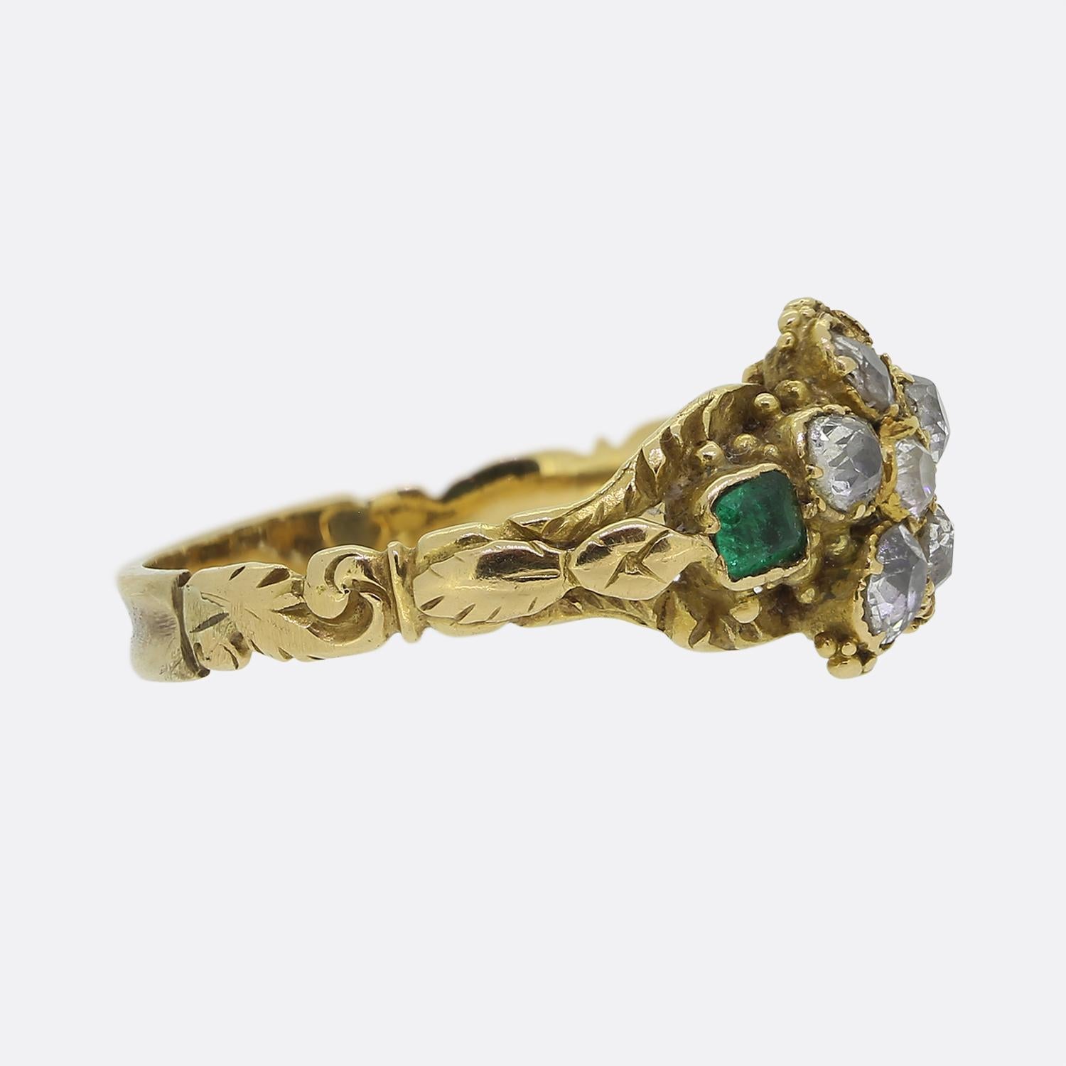 Old Mine Cut Georgian Emerald and Diamond Ring