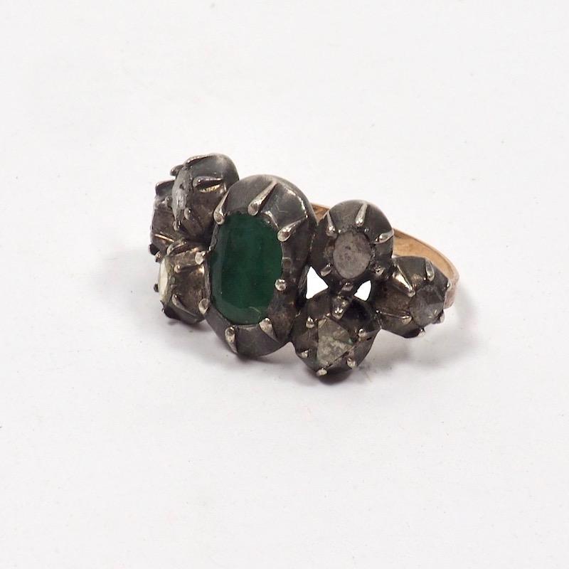 Georgian Emerald and Diamond Ring 1