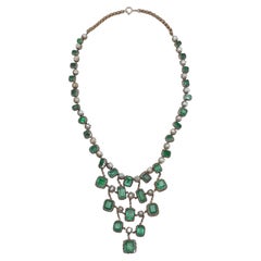Georgian Emerald and Natural Pearl Necklace