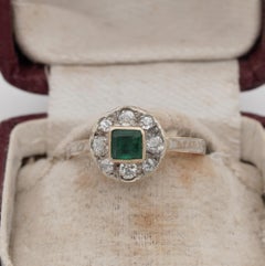 Georgian Emerald Diamond Memorial 18 Karat Ring Dated 1770