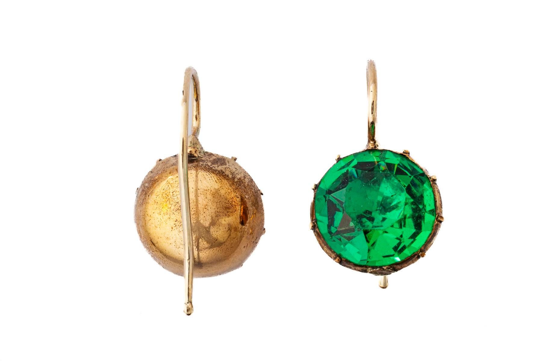 George III Georgian Emerald Paste Drop Earrings. c. 1820