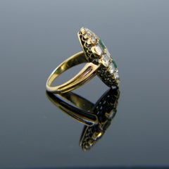 Georgian Emerald Table Cut Diamond Yellow Gold Marquise Ring