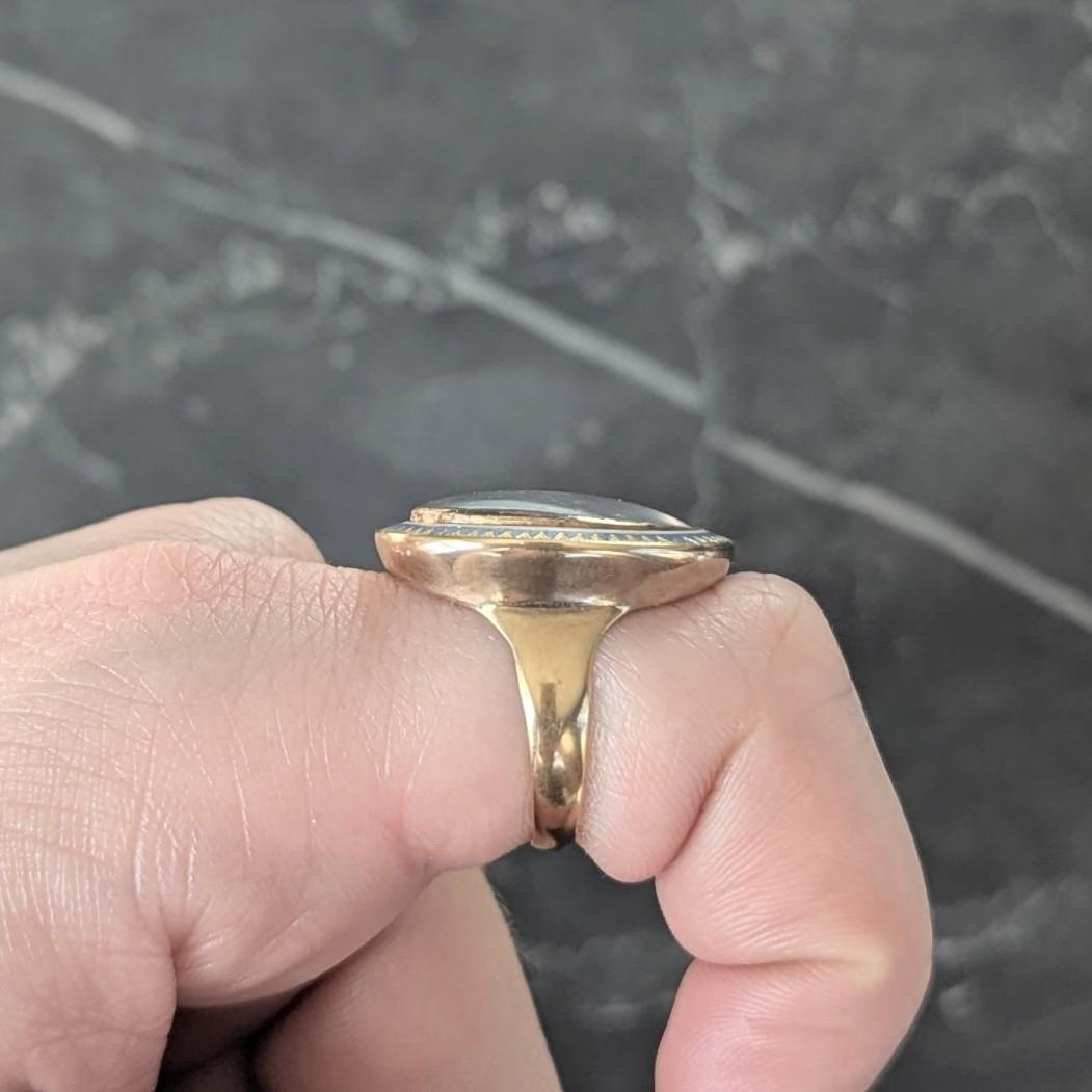 Georgian Enamel 14 Karat Yellow Gold Painted Lady Antique Portrait Signet Ring For Sale 6