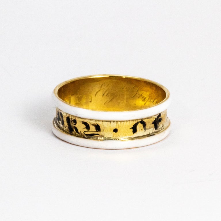 Georgian Enamel 18 Carat Inscribed Mourning Band In Good Condition For Sale In Chipping Campden, GB