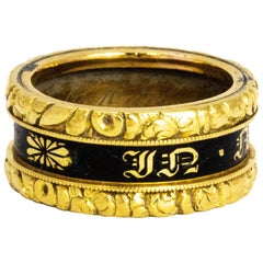 Georgian Enamel and 18 Carat Gold Mourning Band