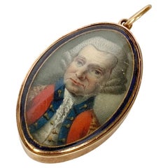 Georgian Enamel and 9 Carat Gold Mourning Pendant