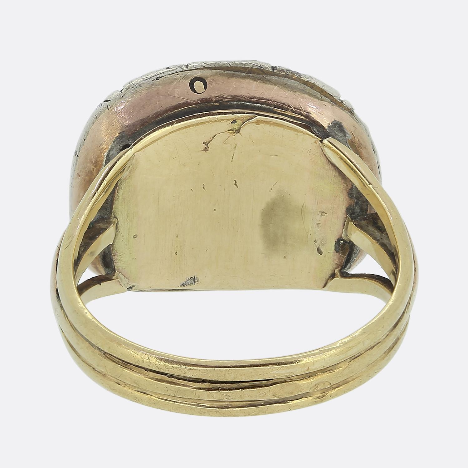 Georgian Enamel and Diamond Cluster Ring In Good Condition For Sale In London, GB