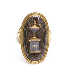 Georgian Enamel and Pearl Urn Ring