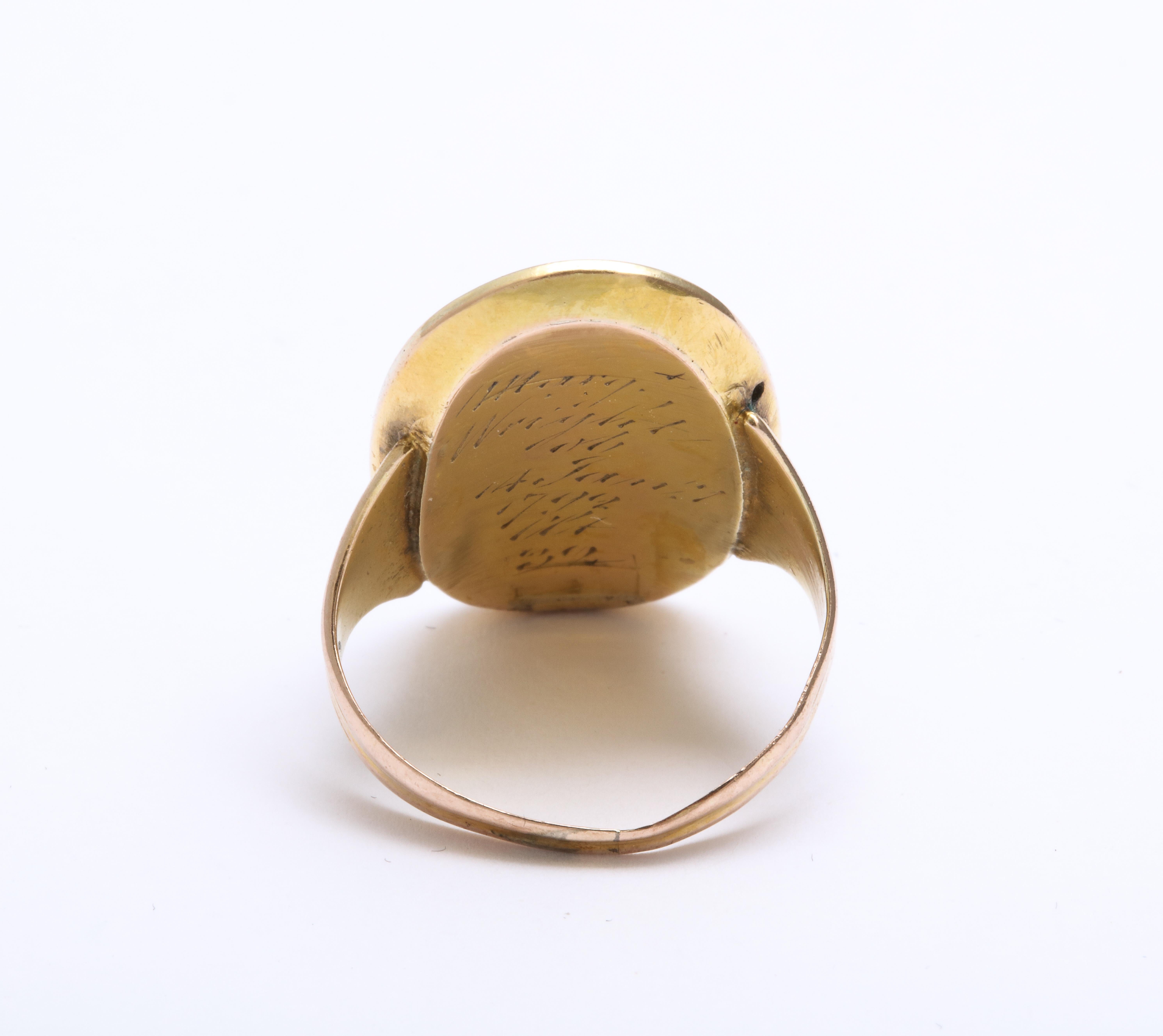 Women's or Men's Georgian Enamel and Pearl Urn Ring