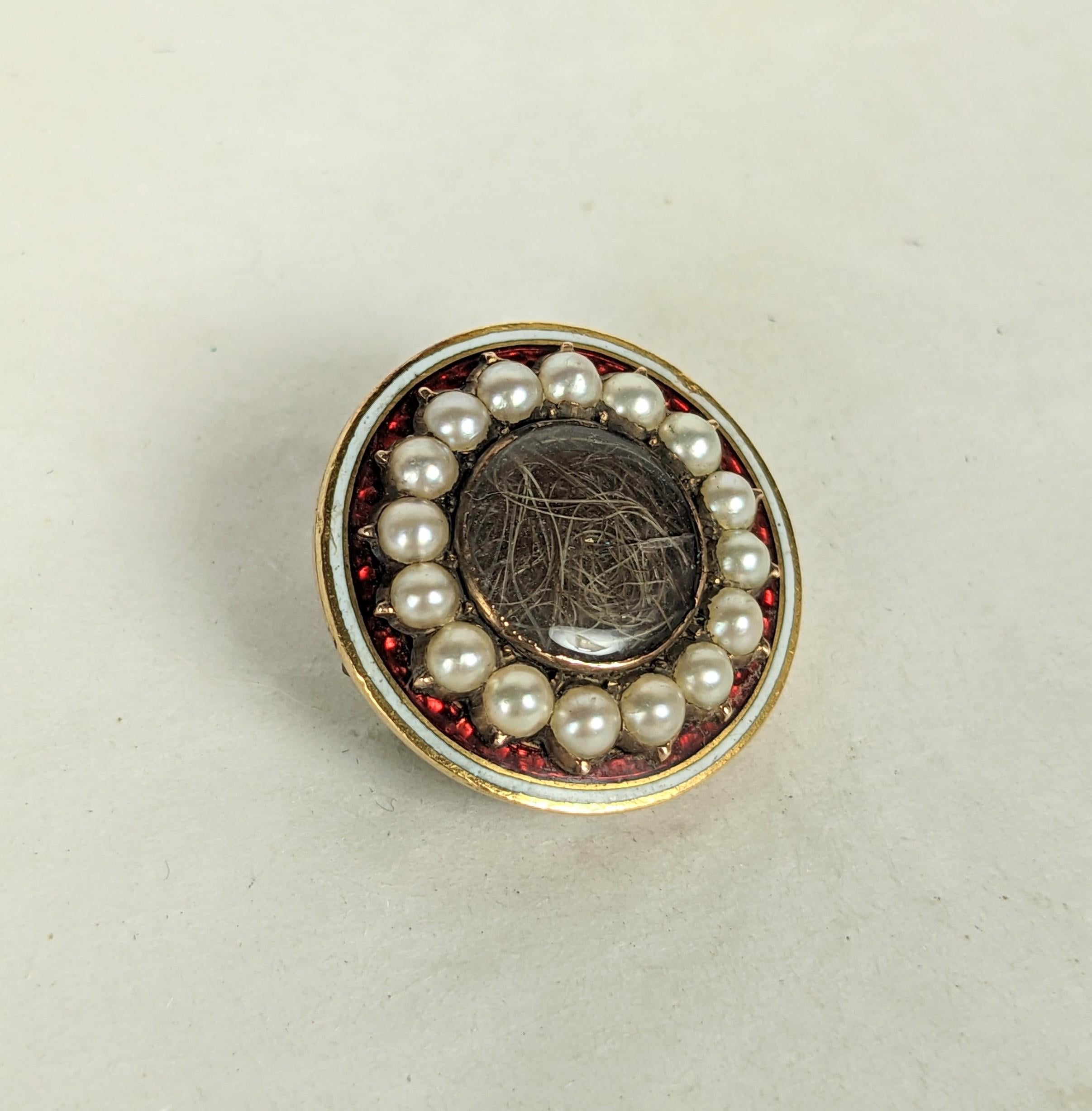 Georgian Enamel Remembrance Brooch  In Good Condition For Sale In New York, NY