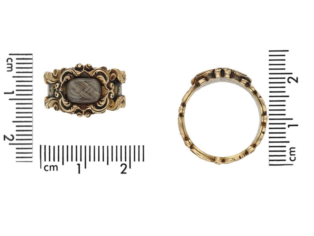 Georgian enameled mourning ring, English, circa 1827.  For Sale 1