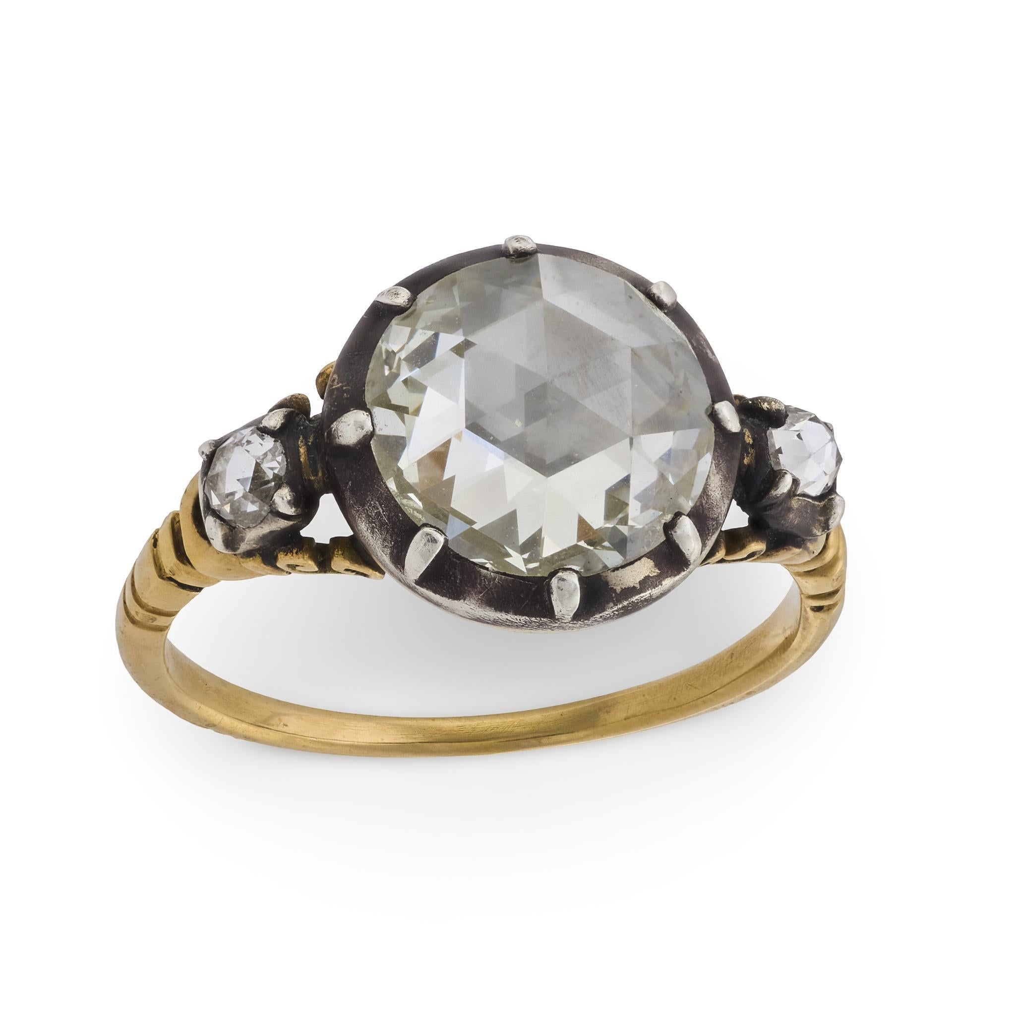 De las mujeres Anillo de compromiso de diamantes inglés georgiano de 14 quilates y plata de ley 1,60 ct en venta