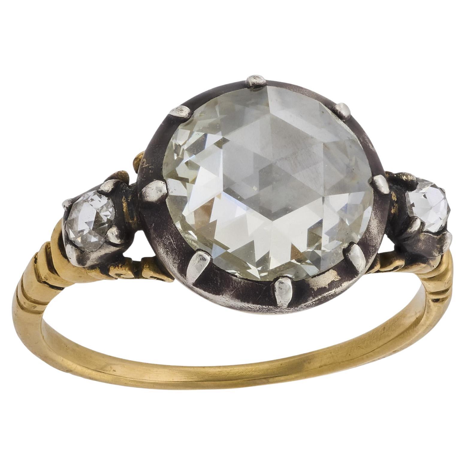 Georgian English 14k/Sterling Silver Diamond Engagement Ring 1.60ct