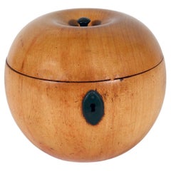 Georgian English Antique Fruitwood Apple Tea Caddy