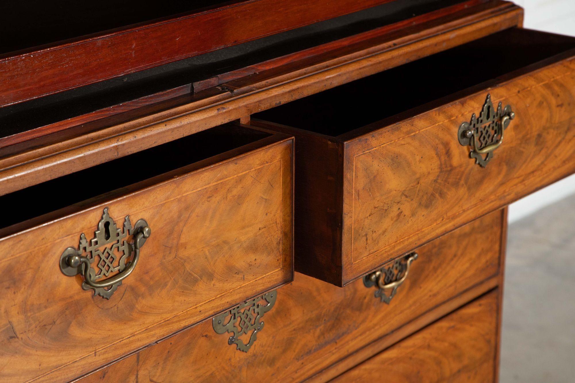 Georgian English Arched Mahogany Inlaid Linen Press For Sale 6