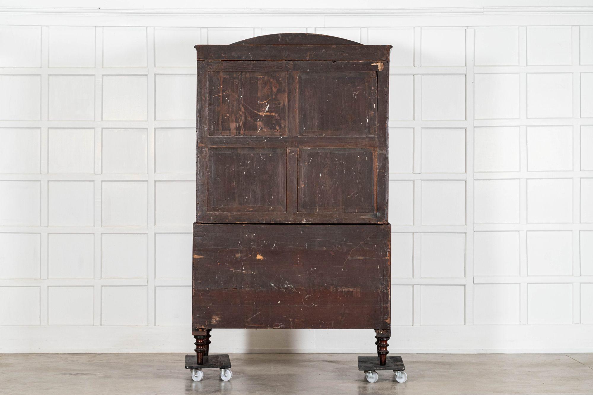 Georgian English Arched Mahogany Inlaid Linen Press For Sale 9