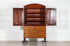 Pressa per biancheria georgiana inglese ad arco in mogano intarsiato