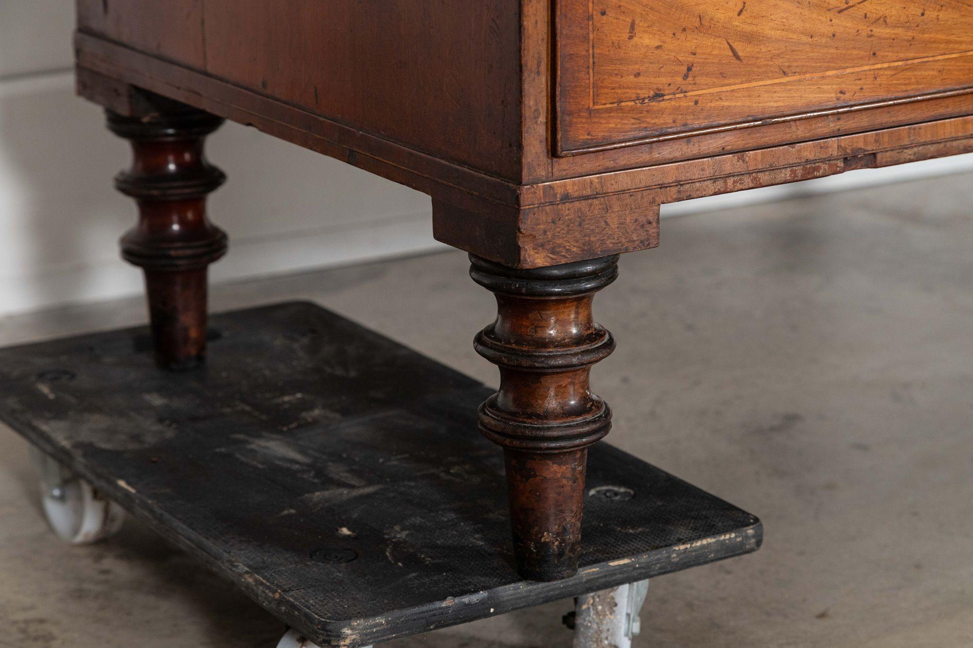 Georgian English Arched Mahogany Inlaid Linen Press For Sale 5