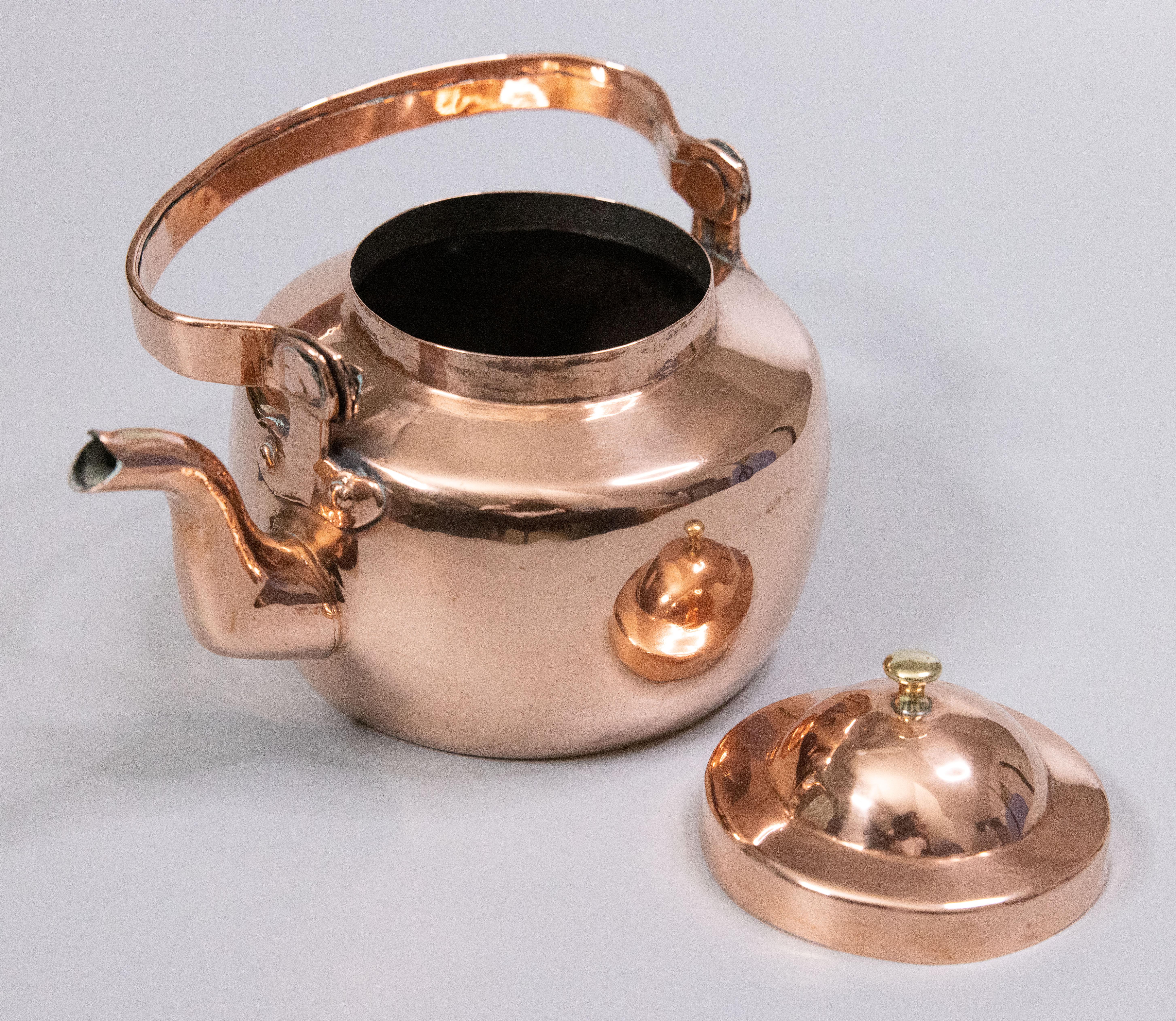 Georgian English Copper & Brass Tea Kettle Teapot 1