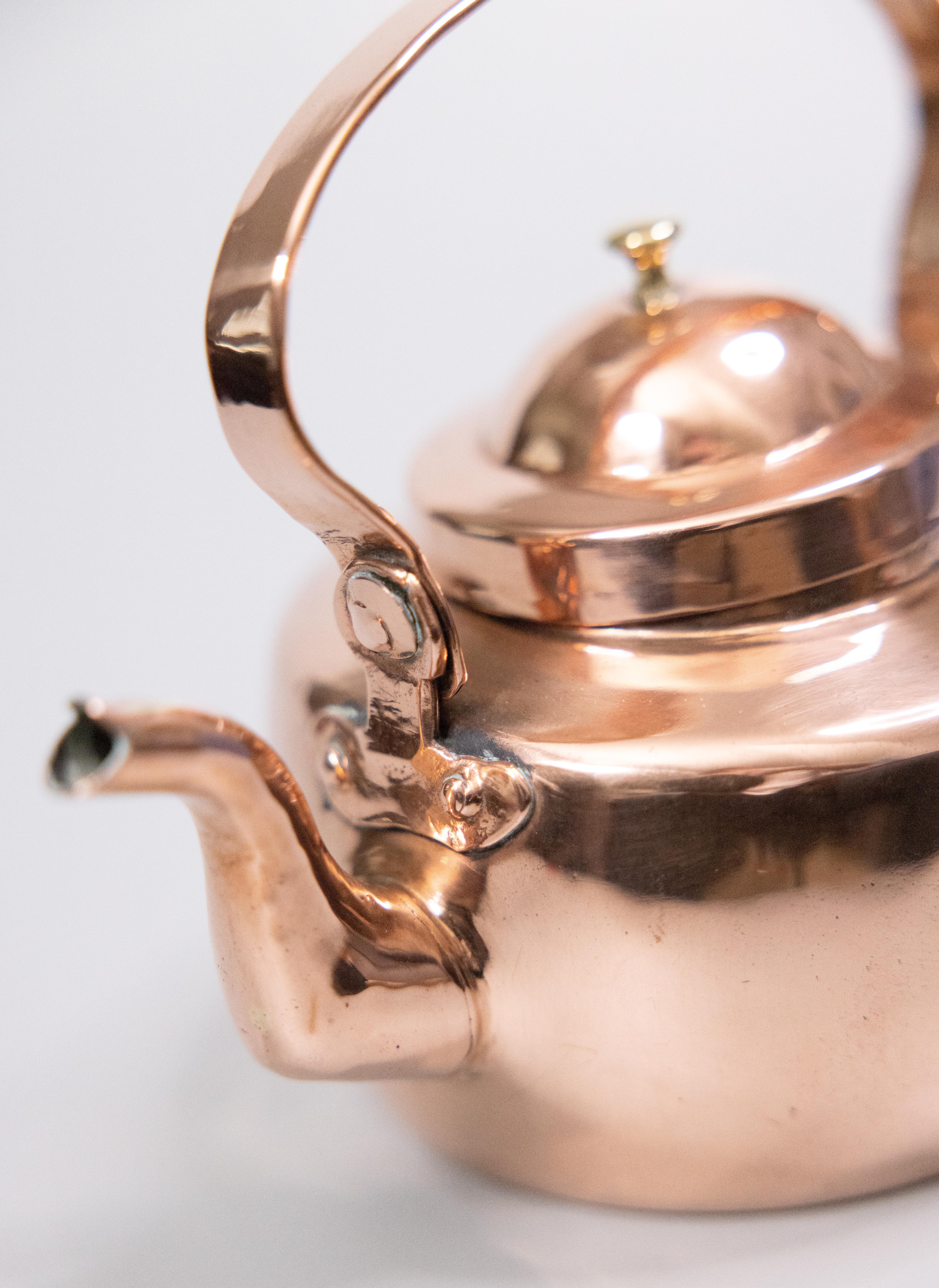 Georgian English Copper & Brass Tea Kettle Teapot 3