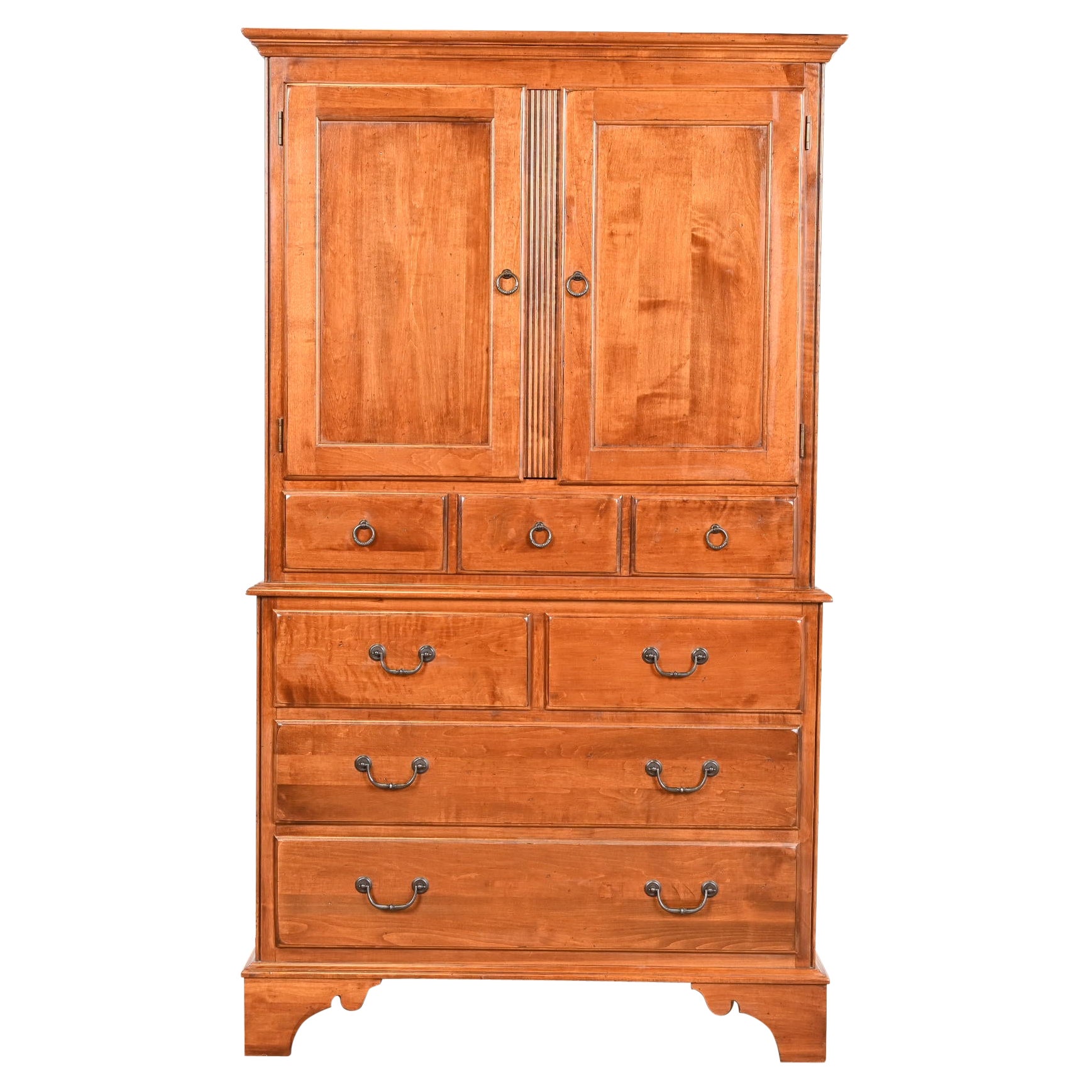 Georgian English Country Solid Birch Gentleman's Chest or Linen Press