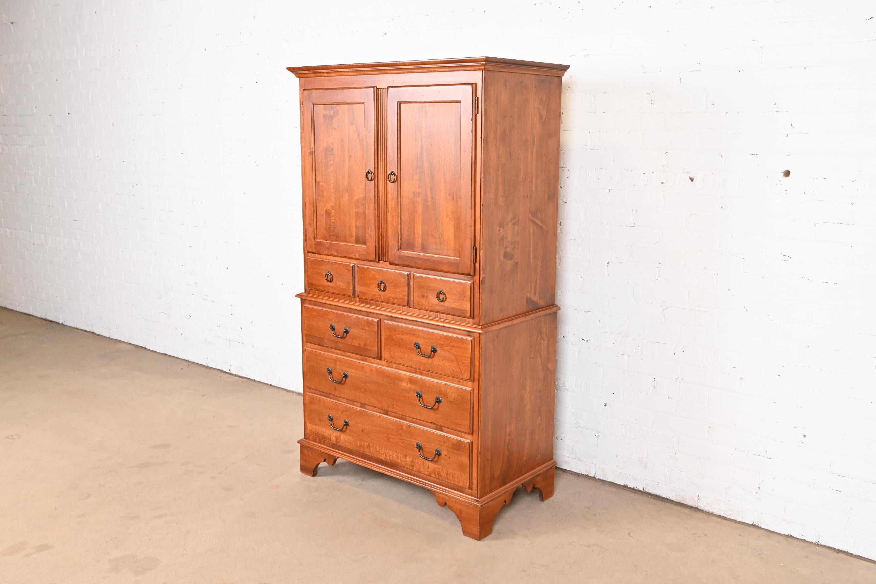 American Georgian English Country Solid Birch Highboy Dresser or Gentleman's Chest