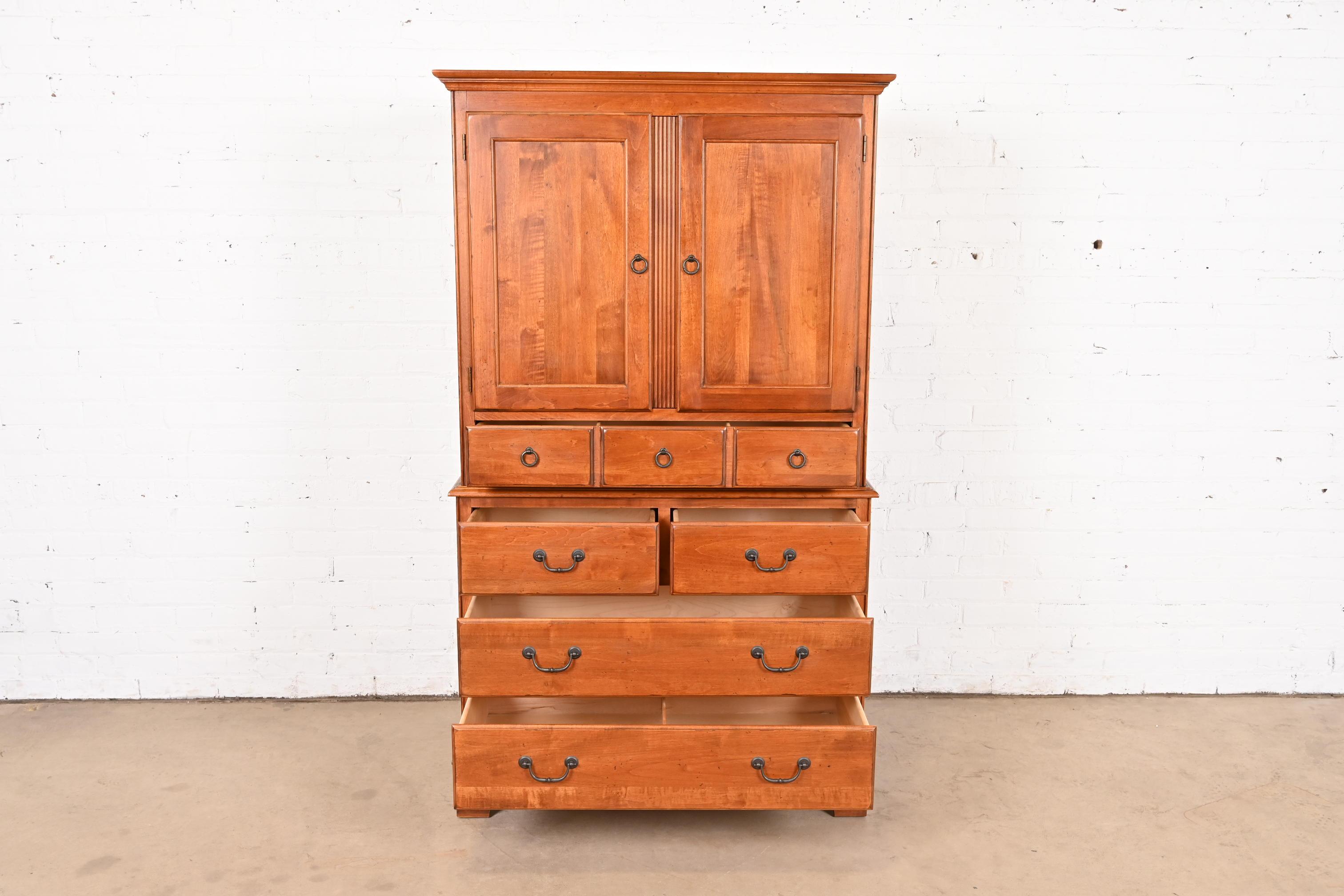 Georgian English Country Solid Birch Highboy Dresser or Gentleman's Chest 1