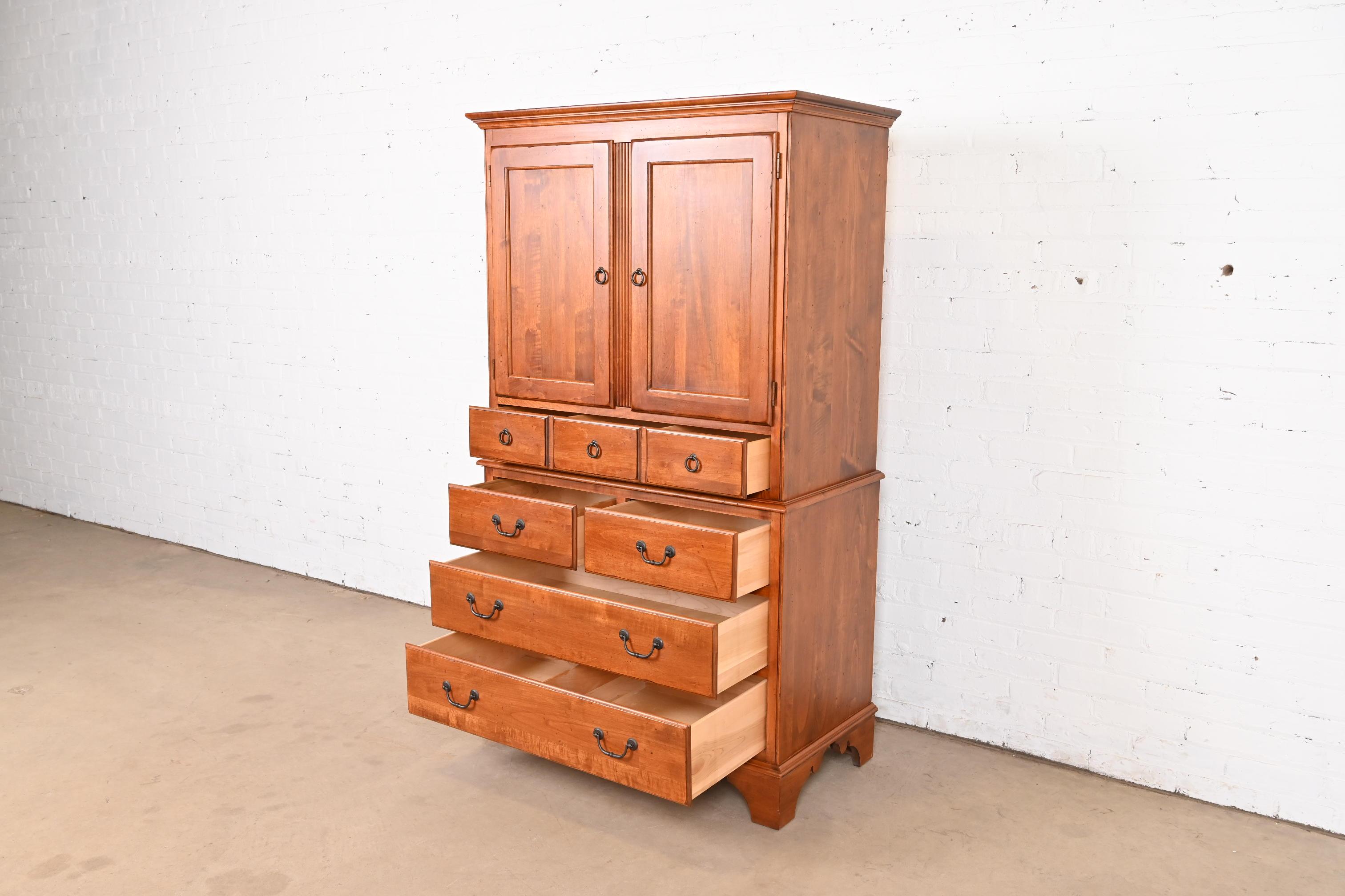 Georgian English Country Solid Birch Highboy Dresser or Gentleman's Chest 2