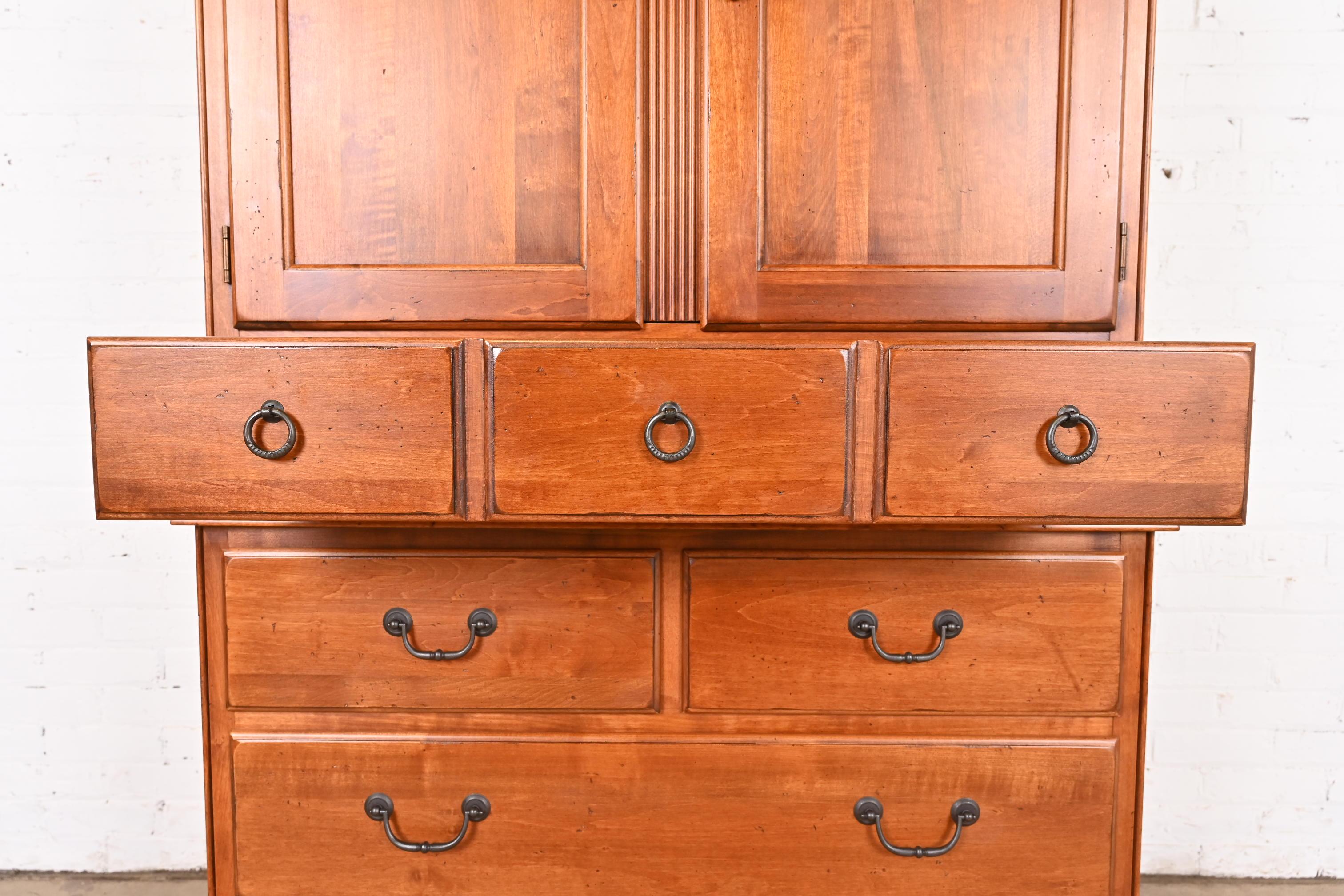 Georgian English Country Solid Birch Highboy Dresser or Gentleman's Chest 3