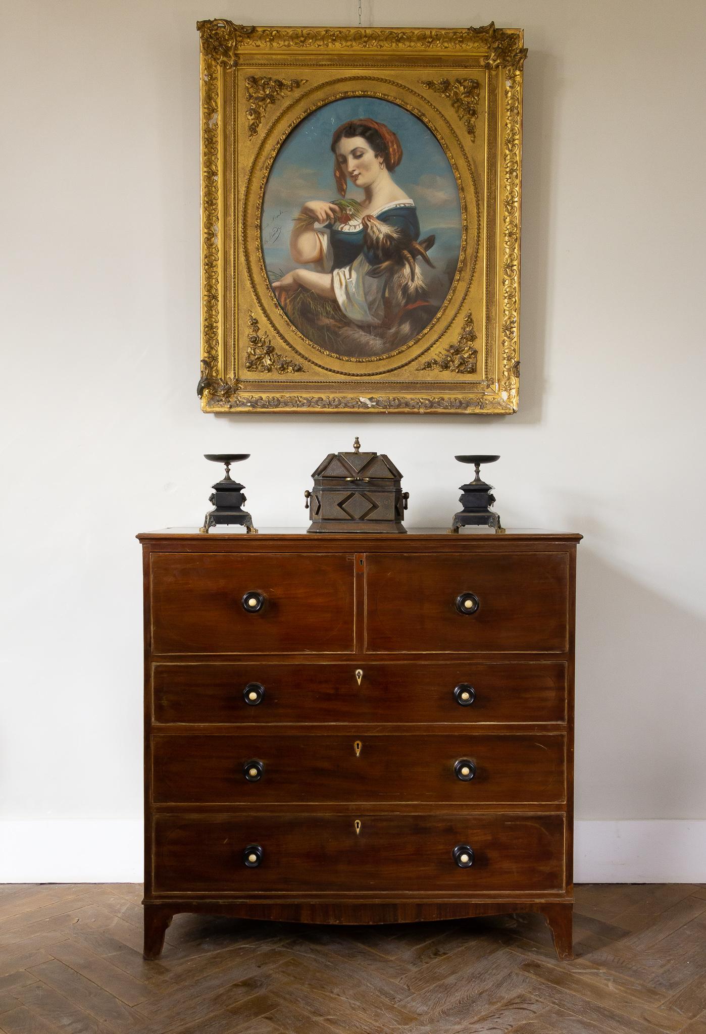 Marquetry Georgian English Mahogany Commode Secretaire, 1816 For Sale