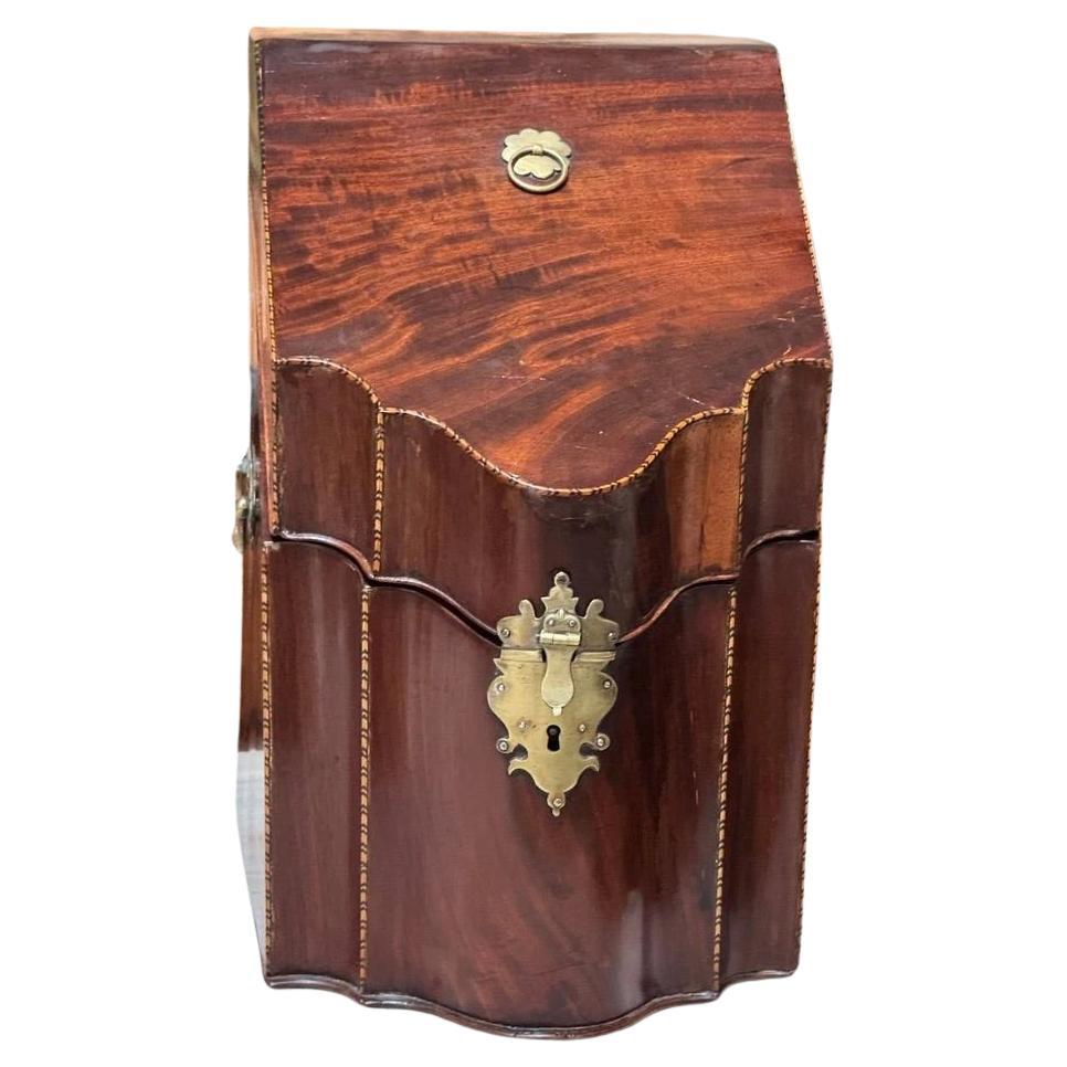 Georgian English Mahogany Knife Box w/ Brass Mounts, c. 1800