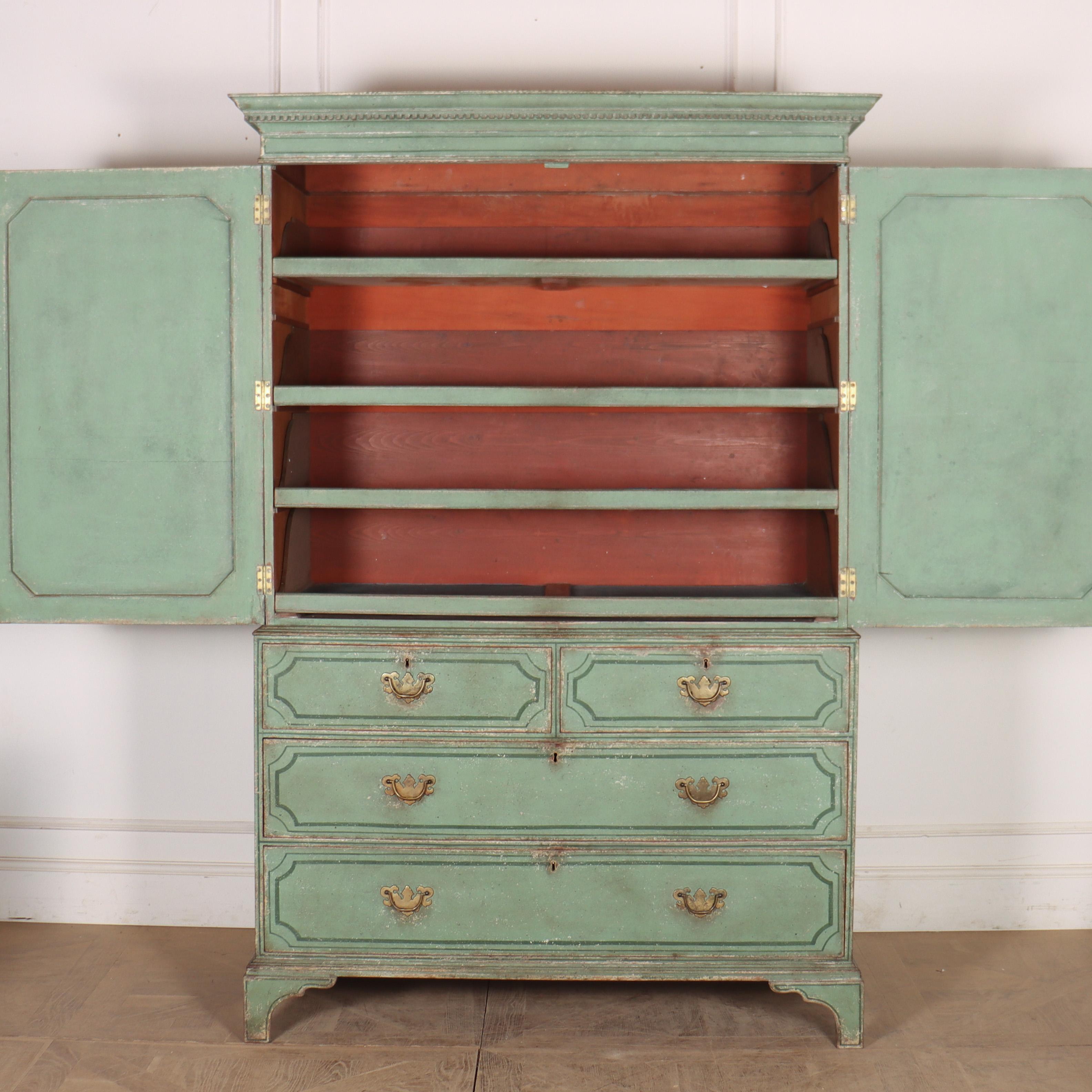 Georgian English Painted Linen Cupboard For Sale 6