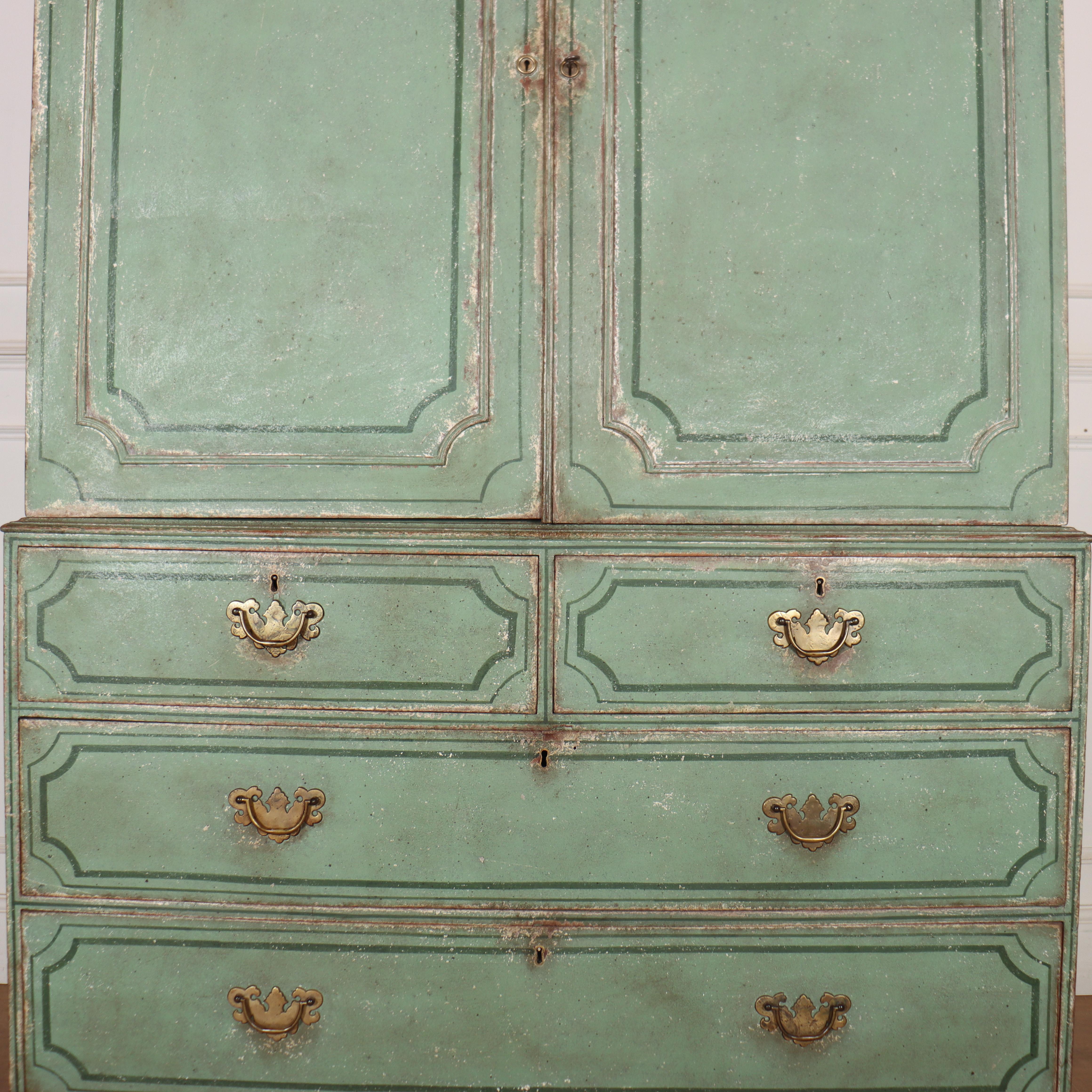 Georgian English Painted Linen Cupboard For Sale 1