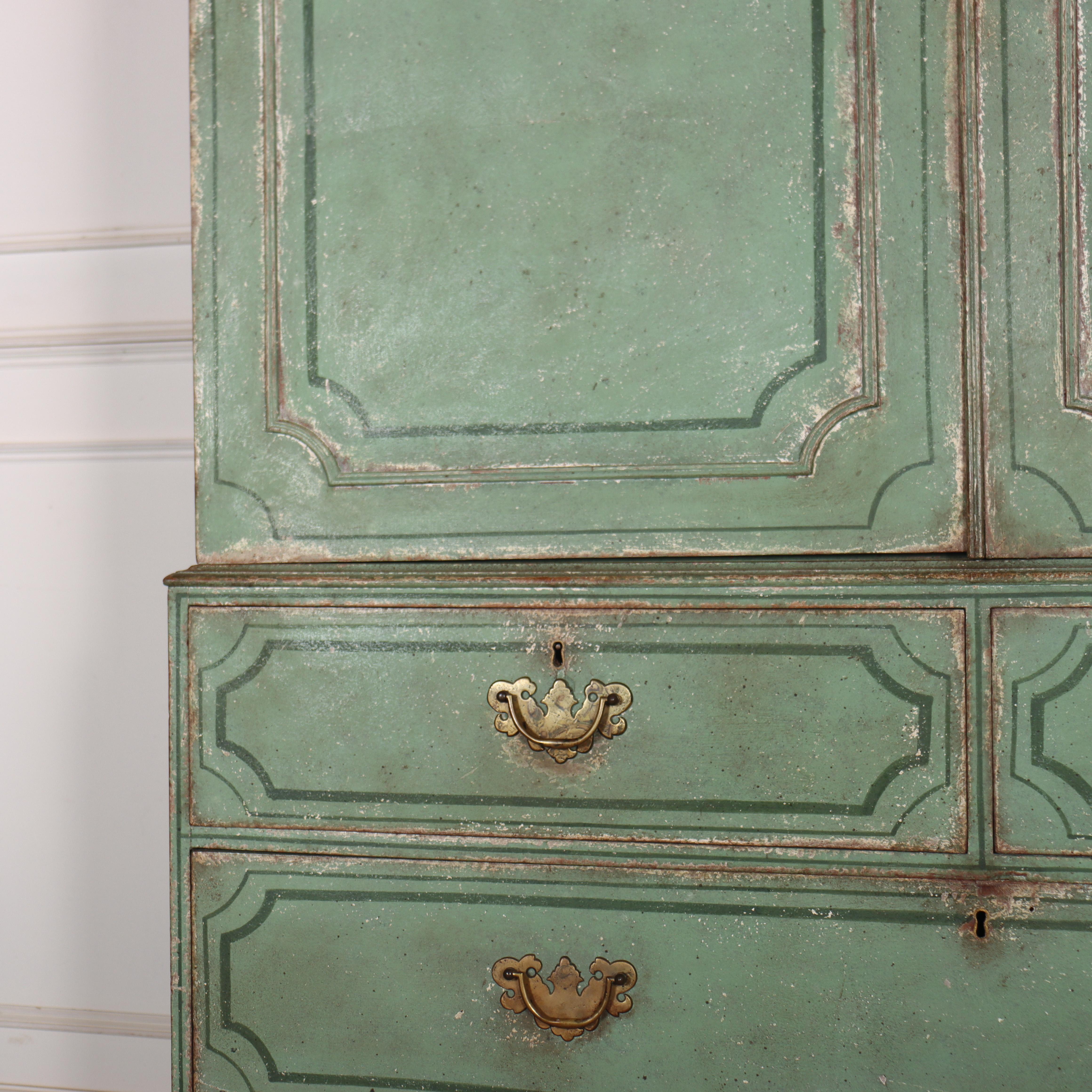 Georgian English Painted Linen Cupboard For Sale 2