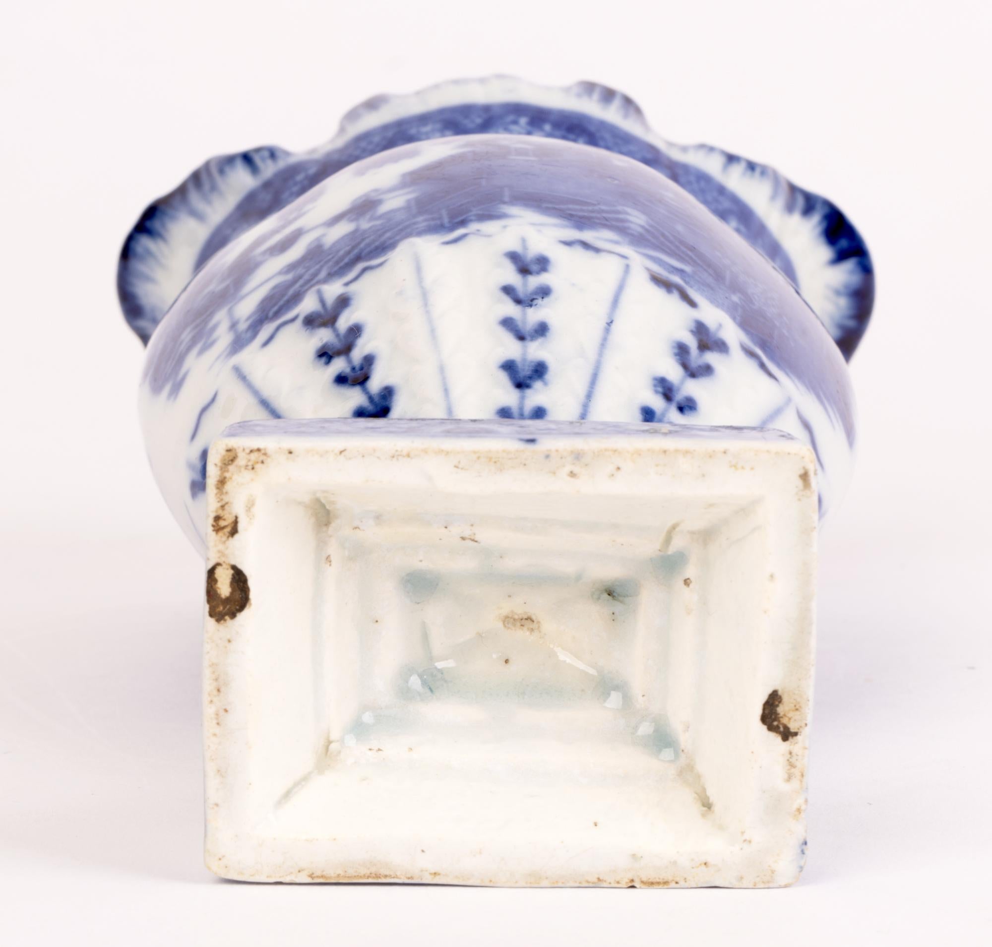 Georgian English Pearlware Chinese Landscape Blue & White Ceramic Vase 6