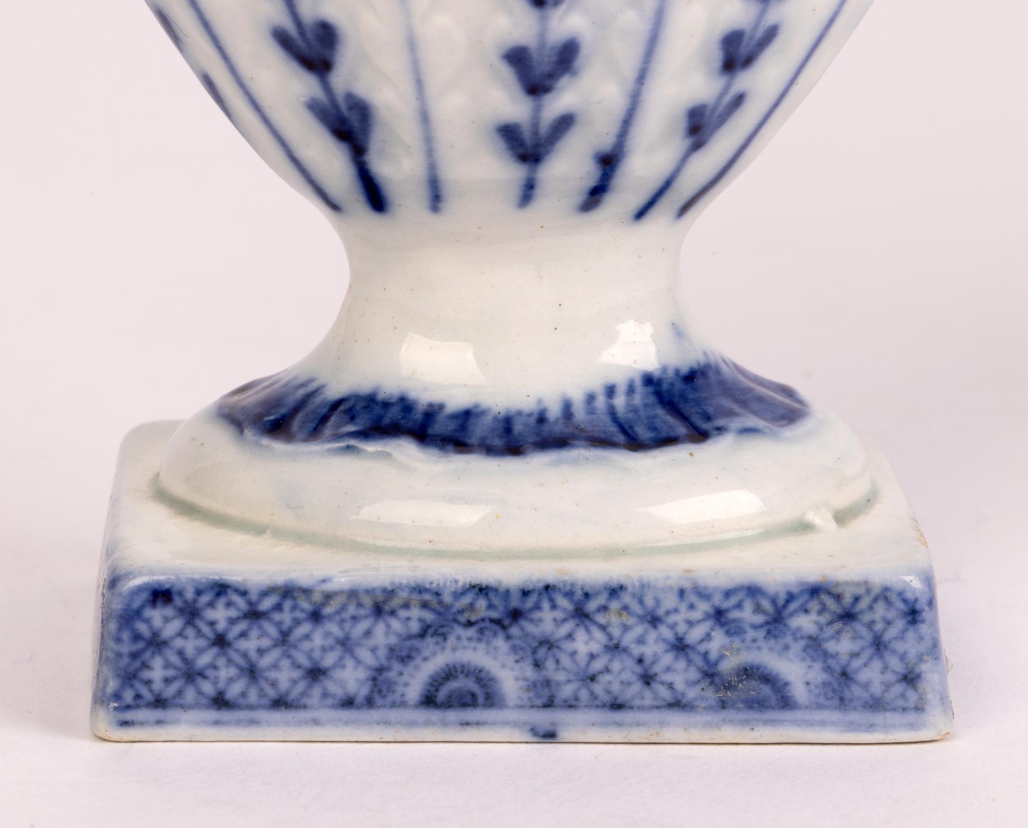 George III Georgian English Pearlware Chinese Landscape Blue & White Ceramic Vase