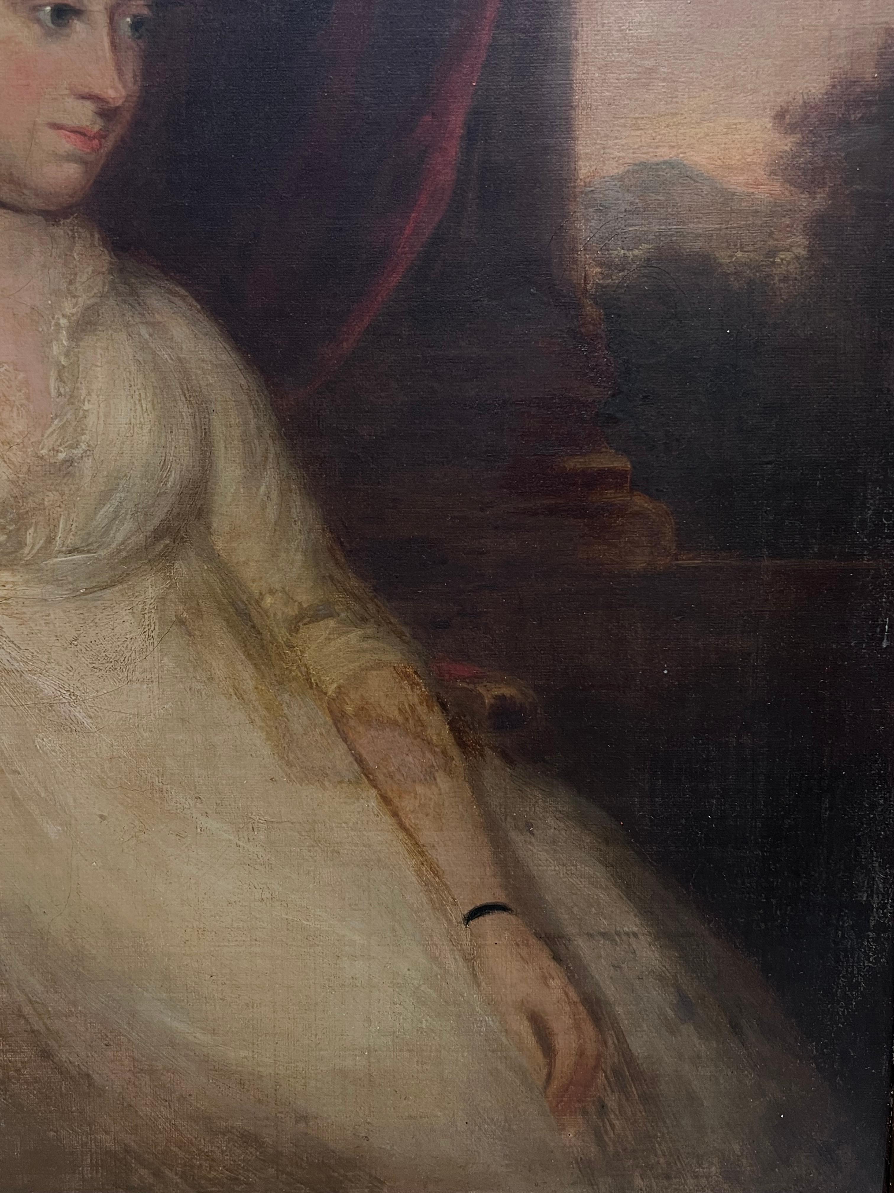 Beau portrait géorgien anglais du XVIIIe siècle d'une dame assise dans un parc en vente 3