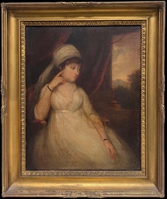 Fine 18th Century English Georgian Portrait of a Lady Seated in Parkland Estate
