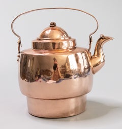 Georgian English Polished Copper Tea Kettle Teapot