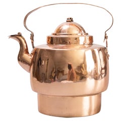 Antique Georgian English Polished Copper Tea Kettle Teapot