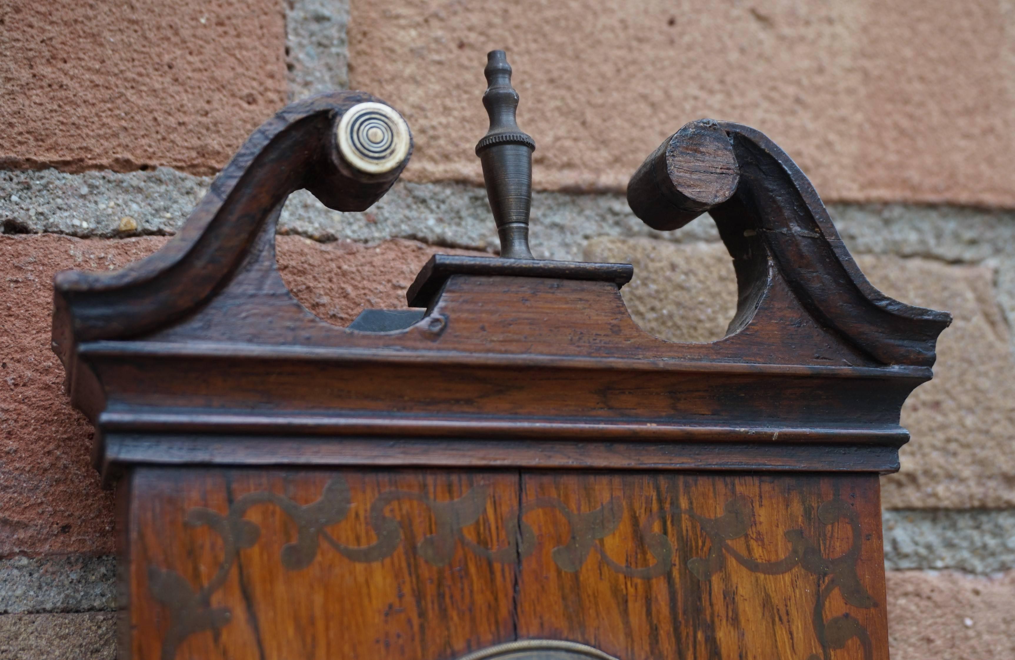 Georgian English Rosewood Wheel Barometer and Thermometer, circa 1800 2