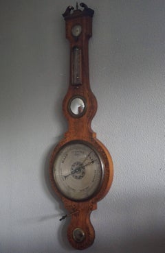 Georgian English Rosewood Wheel Barometer and Thermometer, circa 1800