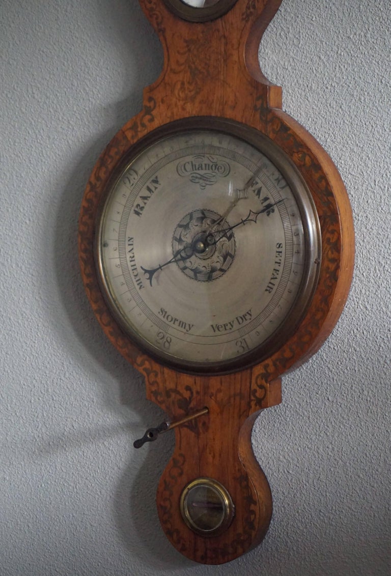 English Rosewood Wheel Barometer and Thermometer, circa 1800