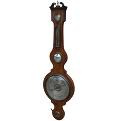 Antique Georgian English Rosewood Wheel Barometer and Thermometer, circa 1800