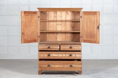 Georgian English Scrumbled Pine Linen Press Cupboard