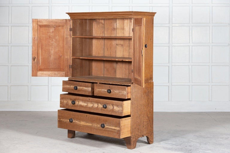 English Scrumbled Pine Linen Press Cupboard For Sale at 1stDibs
