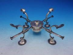 Georgian English Sterling Silver Adjustable Warming Stand with Burner